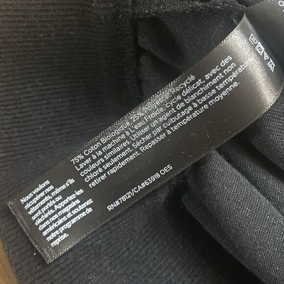 Eileen Fisher Black Velour Jogger Pants Organic Cotton Drawstring Pull On PL - Picture 12 of 13